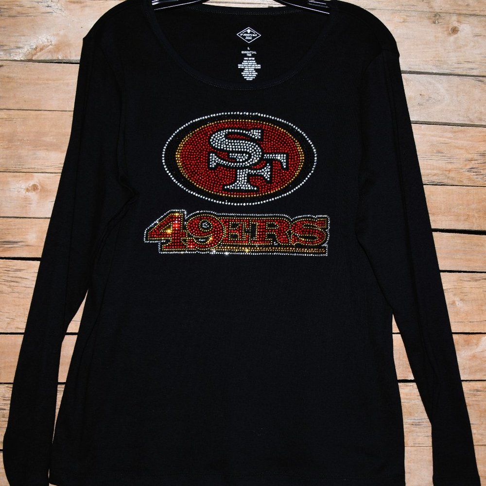 49ers rhinestone long sleeve shirt XS S M L XL XXL …